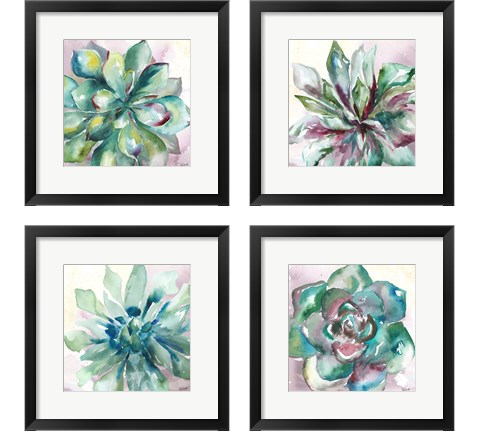 Succulent Watercolor  4 Piece Framed Art Print Set by Tre Sorelle Studios