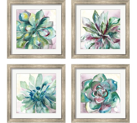 Succulent Watercolor  4 Piece Framed Art Print Set by Tre Sorelle Studios