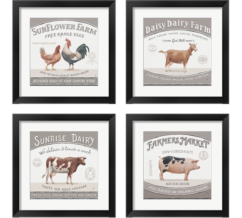 Vintage Farm 4 Piece Framed Art Print Set by Daphne Brissonnet