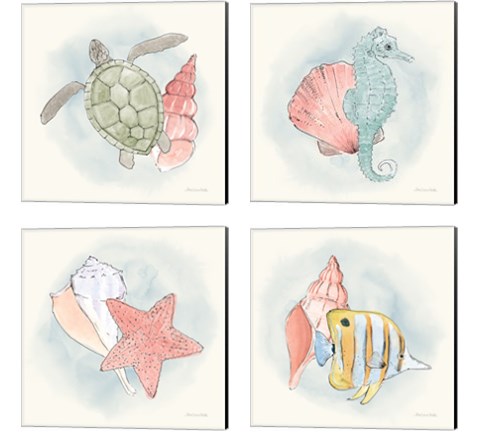 Sea Life 4 Piece Canvas Print Set by Sara Zieve Miller