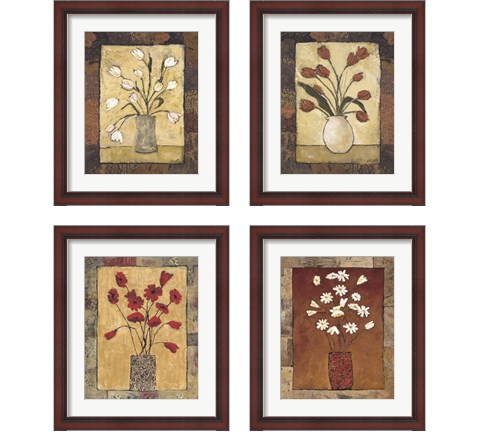 Blooms in Border 4 Piece Framed Art Print Set by Judi Bagnato