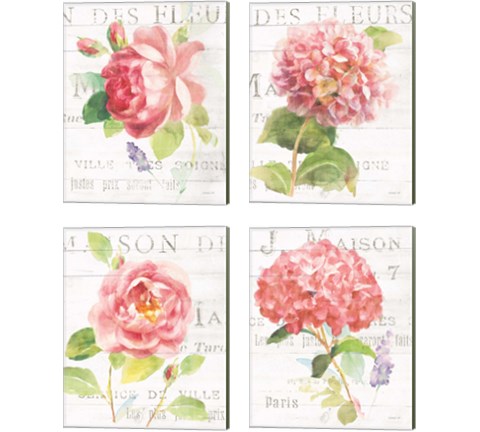 Maison Des Fleurs 4 Piece Canvas Print Set by Danhui Nai