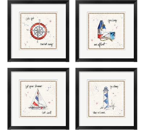 Coastal Buoys 4 Piece Framed Art Print Set by Anne Tavoletti