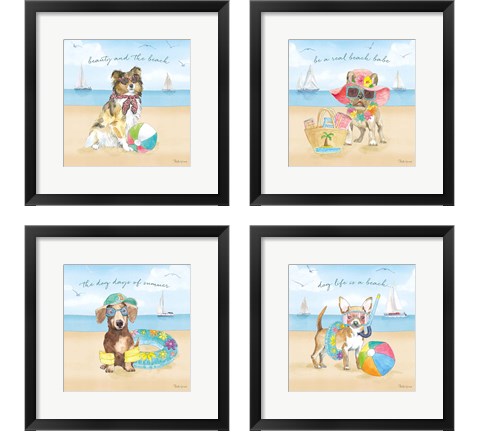 Summer Paws 4 Piece Framed Art Print Set by Beth Grove