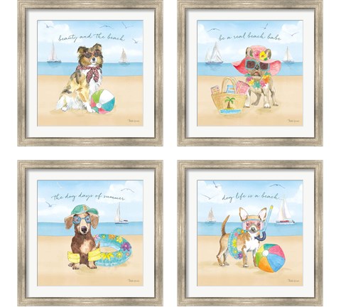 Summer Paws 4 Piece Framed Art Print Set by Beth Grove