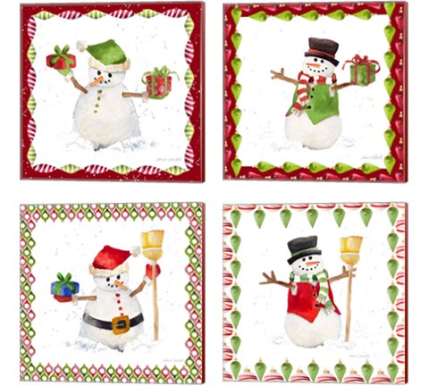 Christmas Snowman 4 Piece Canvas Print Set by Lanie Loreth