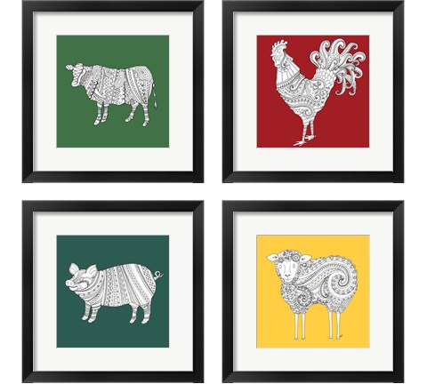 Ornate Farm  4 Piece Framed Art Print Set by Andi Metz