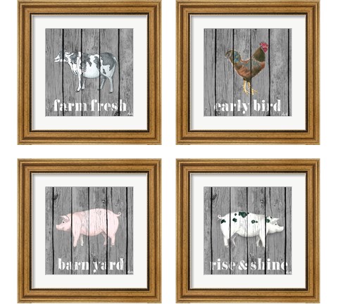 Wood Farm Grey  4 Piece Framed Art Print Set by Andi Metz