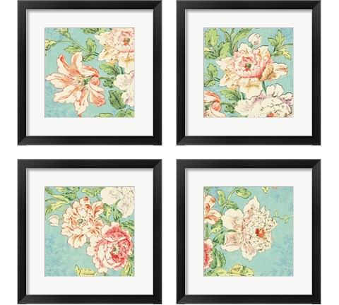 Cottage Roses Bright 4 Piece Framed Art Print Set by Sue Schlabach