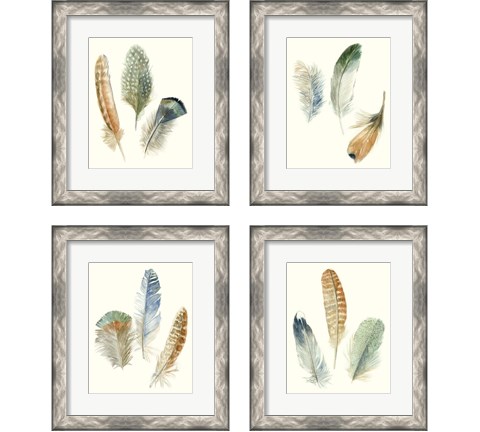 Watercolor Feathers 4 Piece Framed Art Print Set by Megan Meagher