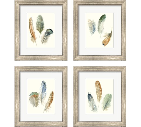 Watercolor Feathers 4 Piece Framed Art Print Set by Megan Meagher