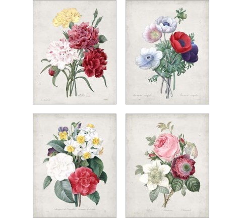 Bouquet  4 Piece Art Print Set by Pierre-Joseph Redoute