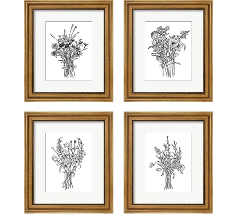 Black & White Bouquet 4 Piece Framed Art Print Set by Emma Scarvey