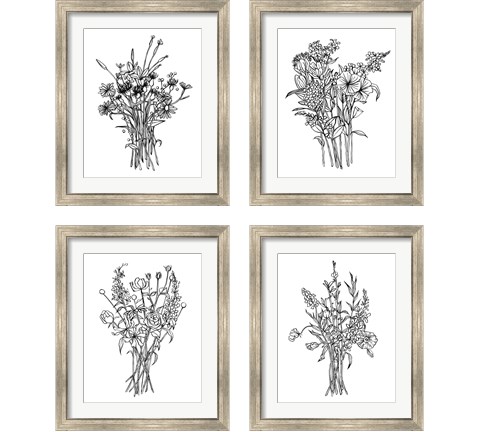 Black & White Bouquet 4 Piece Framed Art Print Set by Emma Scarvey