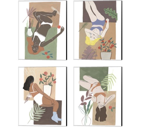 Lying Woman 4 Piece Canvas Print Set by Melissa Wang