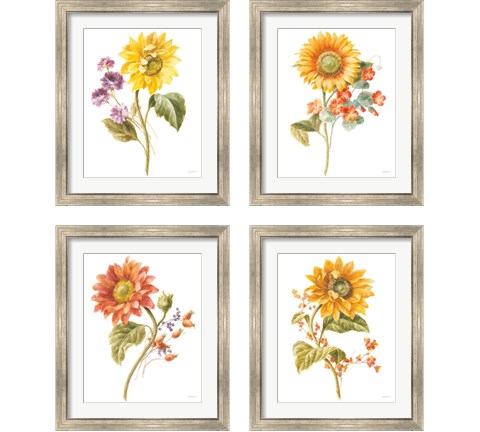 Floursack Autumn on White 4 Piece Framed Art Print Set by Danhui Nai