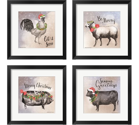 Vintage Christmas Be Merry  4 Piece Framed Art Print Set by Bluebird Barn