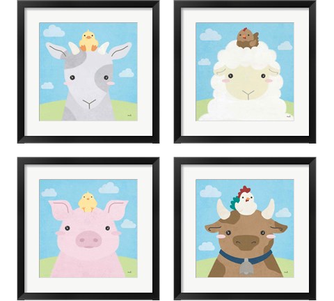 Barn Buddies  4 Piece Framed Art Print Set by Moira Hershey