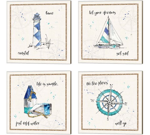 Coastal Buoys 4 Piece Canvas Print Set by Anne Tavoletti