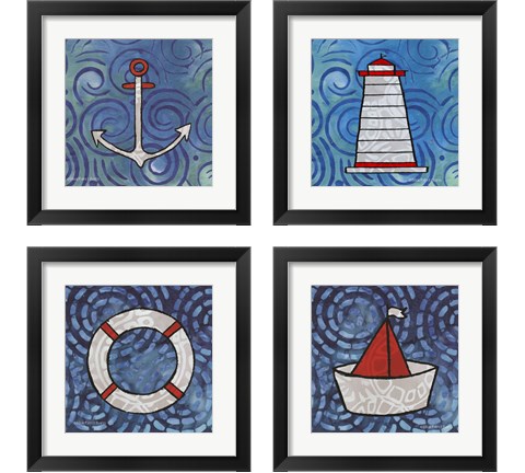 Whimsy Coastal 4 Piece Framed Art Print Set by Bluebird Barn