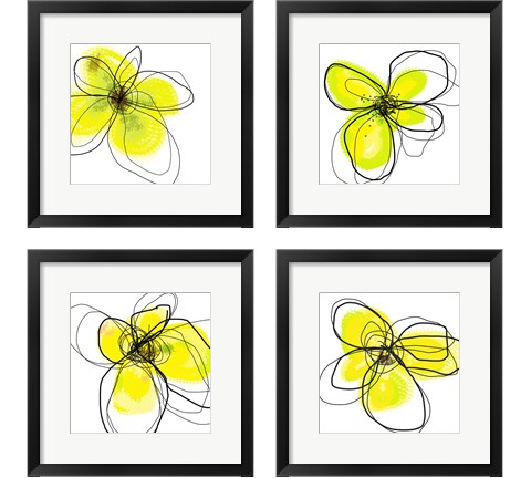 Yellow Petals Four 4 Piece Framed Art Print Set by Jan Weiss