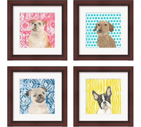 Parlor Pooches 4 Piece Framed Art Print Set by June Erica Vess