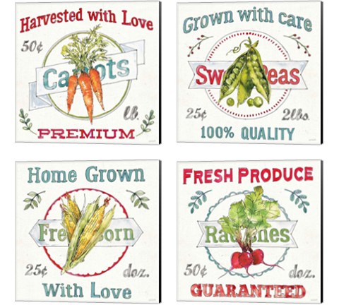 Veggie Market  4 Piece Canvas Print Set by Anne Tavoletti