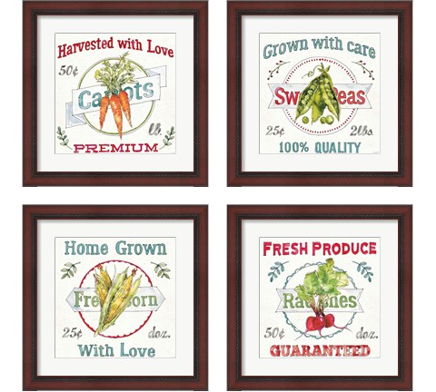 Veggie Market  4 Piece Framed Art Print Set by Anne Tavoletti