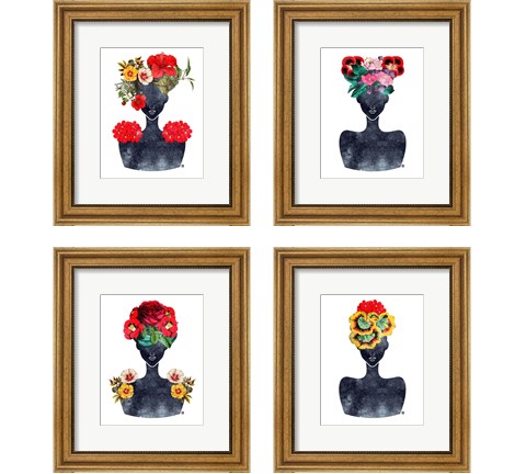 Flower Crown Silhouette 4 Piece Framed Art Print Set by Tabitha Brown