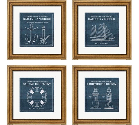 Vintage Sailing Knots 4 Piece Framed Art Print Set by Mary Urban