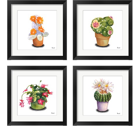 Cactus Flowers 4 Piece Framed Art Print Set by Bannarot