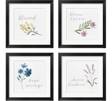 Wildflowers and Sentiment 4 Piece Framed Art Print Set by Hartworks