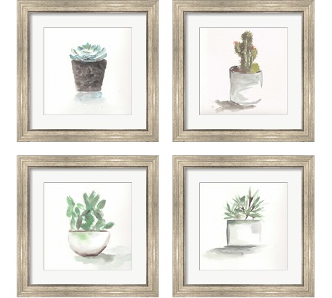 Watercolor Cactus Still Life 4 Piece Framed Art Print Set by Marcy Chapman