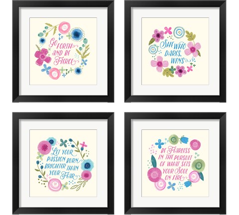 Fierce Girl Pink 4 Piece Framed Art Print Set by Noonday Design