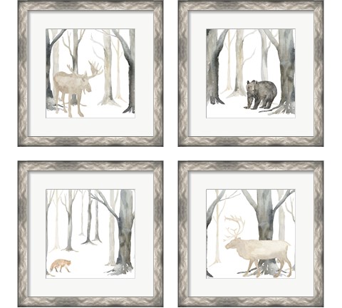 Winter Forest Animal 4 Piece Framed Art Print Set by Tara Reed