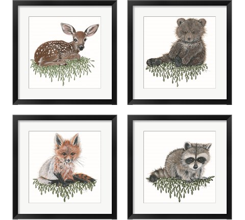 Baby Forest Animal 4 Piece Framed Art Print Set by Hollihocks Art