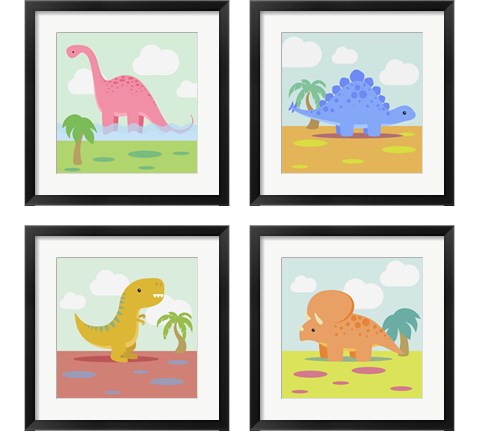 Li'l Dino 4 Piece Framed Art Print Set by Malia Rodrigues