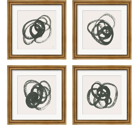 Scribbly Black 4 Piece Framed Art Print Set by Moira Hershey