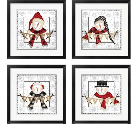 Jolly Snowman 4 Piece Framed Art Print Set by Jennifer Pugh