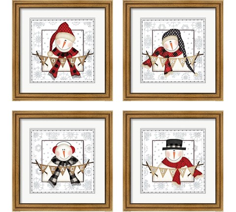 Jolly Snowman 4 Piece Framed Art Print Set by Jennifer Pugh