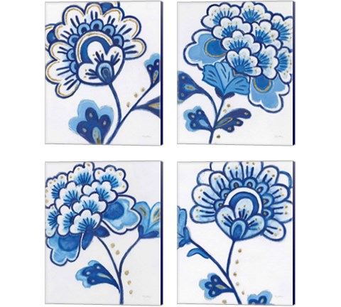 Flora Chinoiserie  4 Piece Canvas Print Set by Emily Adams