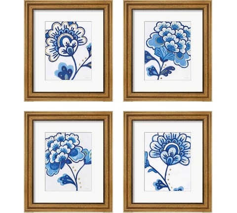 Flora Chinoiserie  4 Piece Framed Art Print Set by Emily Adams