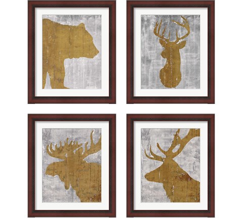 Rustic Lodge Animals on Grey 4 Piece Framed Art Print Set by Marie-Elaine Cusson