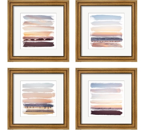 Sunset Stripes 4 Piece Framed Art Print Set by Laura Marshall