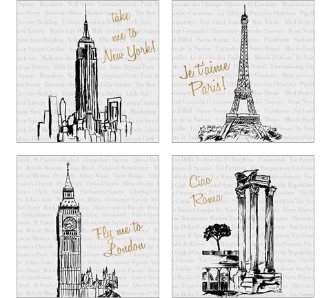 Travel Pack 4 Piece Art Print Set by Nick Biscardi