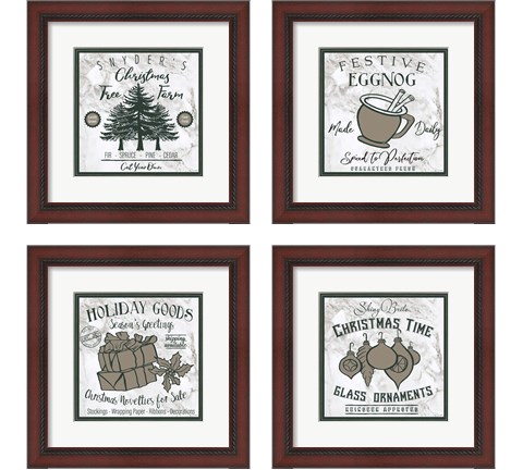 Taupe Christmas Sign 4 Piece Framed Art Print Set by Elizabeth Medley