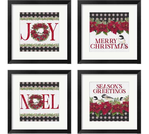 Chickadee Christmas 4 Piece Framed Art Print Set by Tara Reed