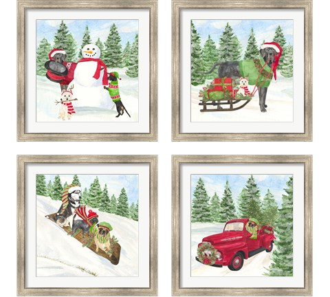 Dog Days of Christmas 4 Piece Framed Art Print Set by Tara Reed