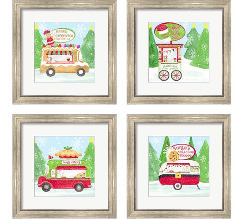 Food Cart Christmas 4 Piece Framed Art Print Set by Tara Reed