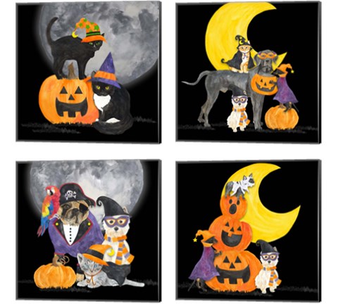 Fright Night Friends 4 Piece Canvas Print Set by Tara Reed